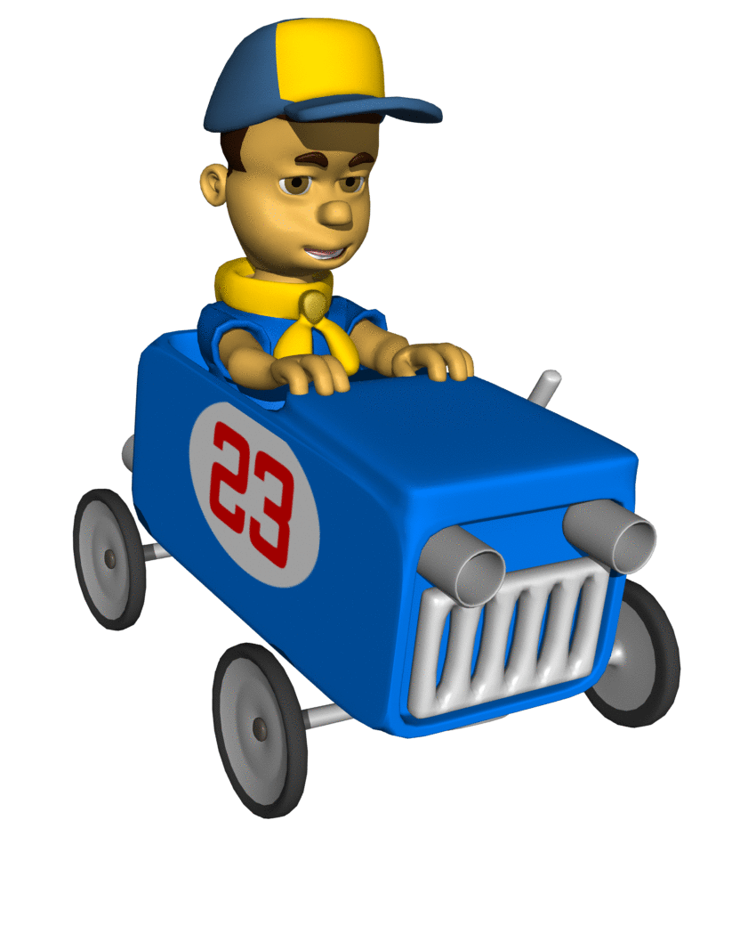 Cub Scout in a pushmobile